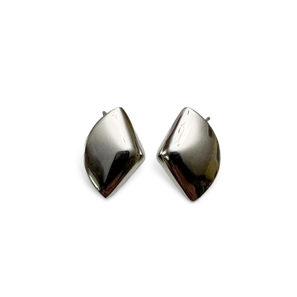 Vintage Modernist Napier Silvertone Angular Screwback Earrings - Picture 1 of 4